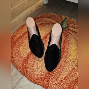 BIRDIES 'The Heron' Gorgeous Black Velvet Slipons Flats 8.5 EXCELLENT! Pre-owned